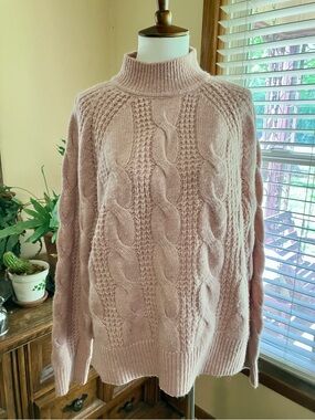 J.Crew mauve cable knit sweater small
